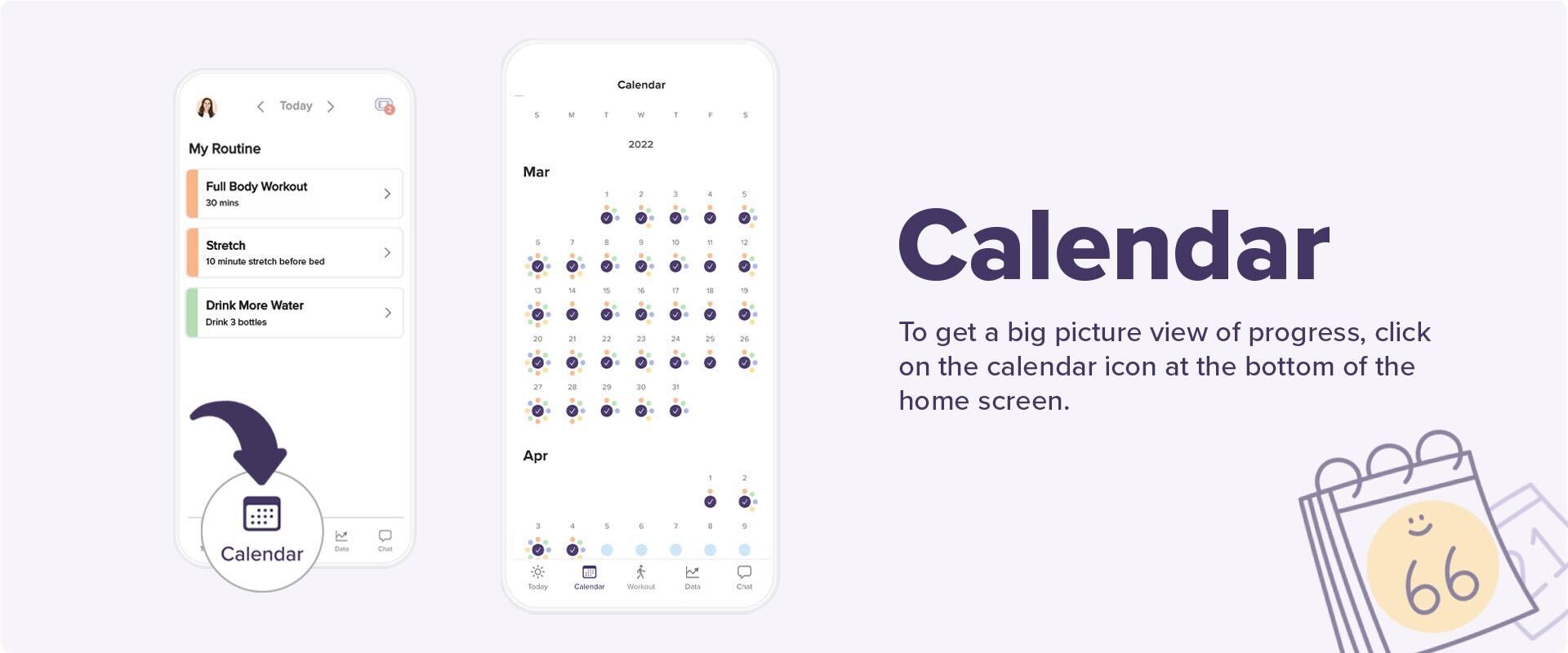 copilot habit app calendar habit tracking screen