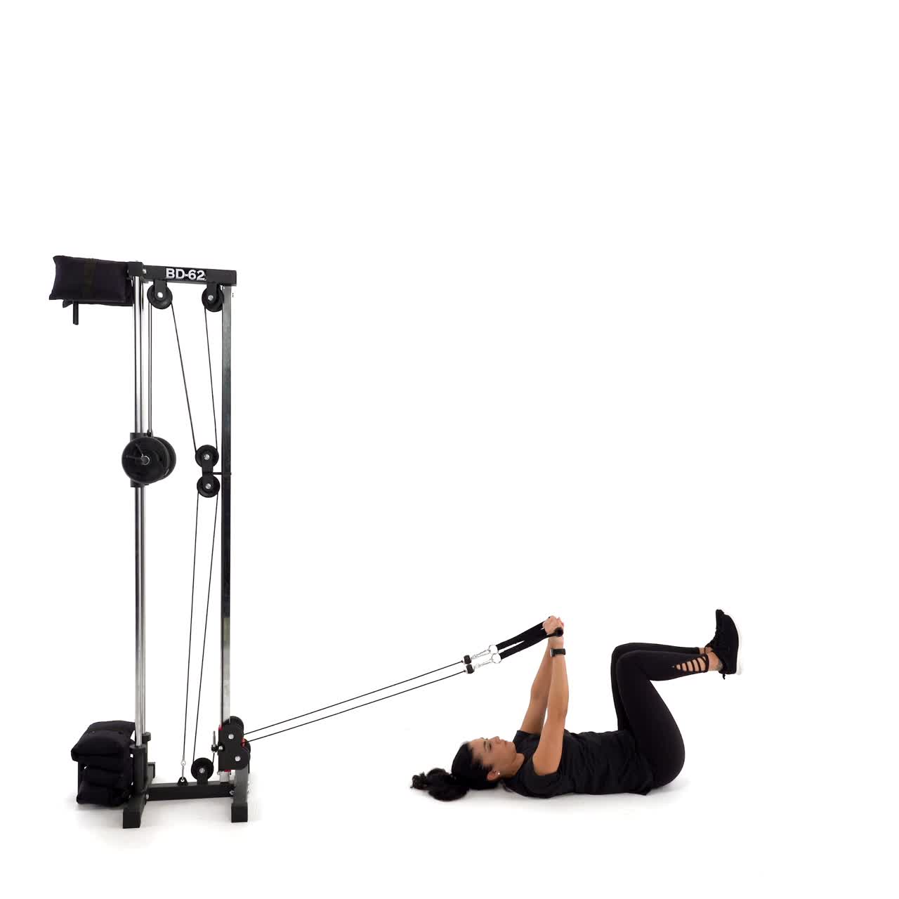 Cable Lying Alternating Arm Leg Reach with trainwell