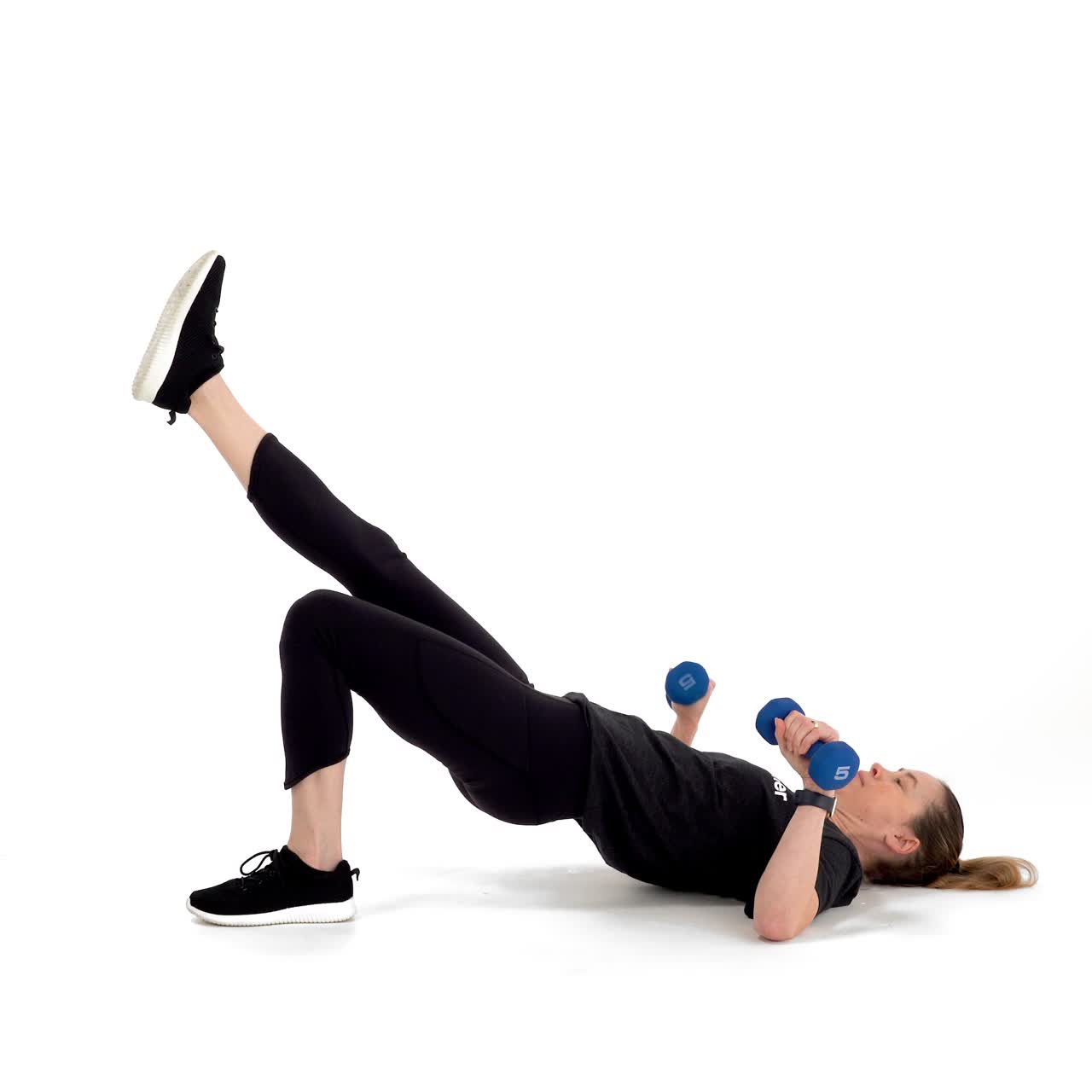 Dumbbell Single Leg Bridge Bench Press with trainwell