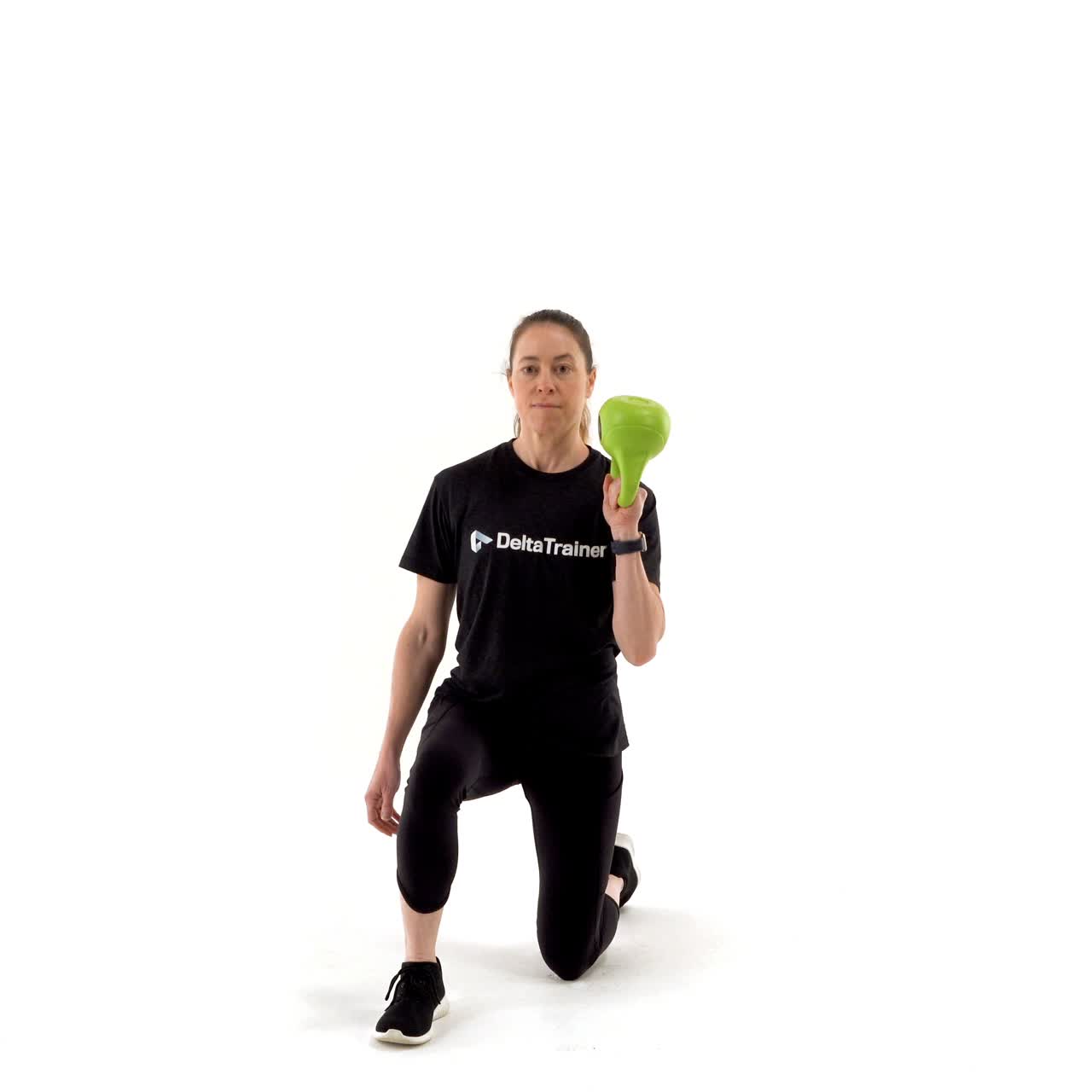 Half Kneeling Bottoms Up Single Kettlebell Press with trainwell