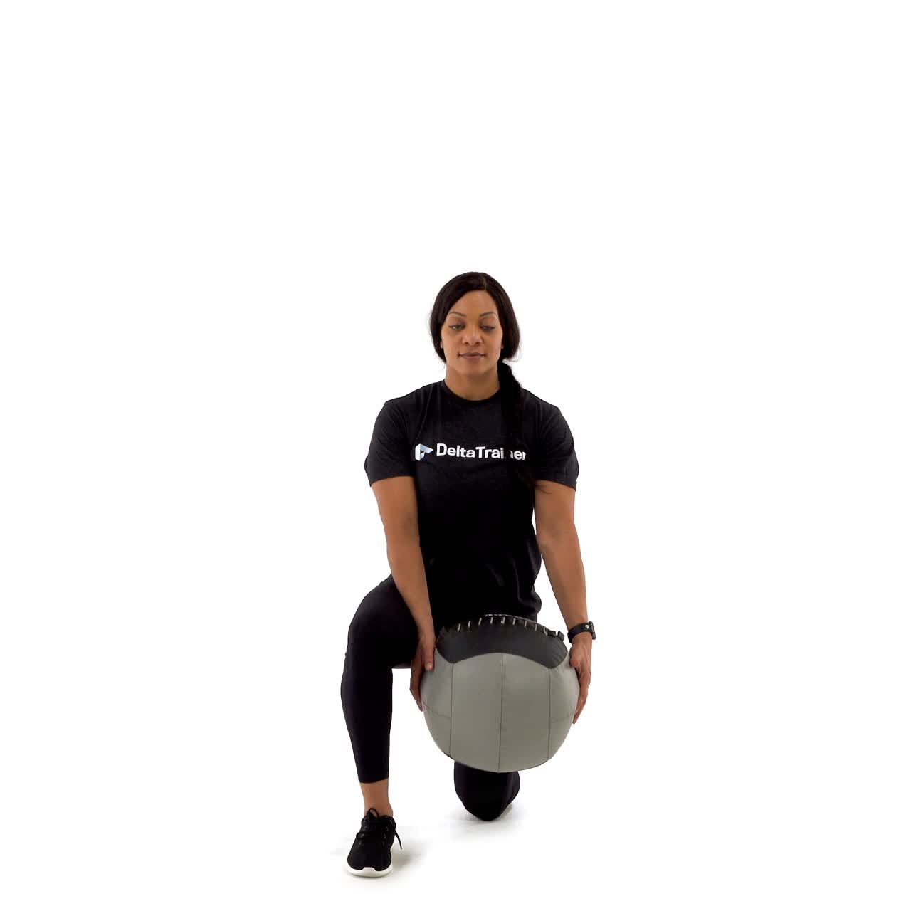 Half Kneeling Med Ball Curl To Press with trainwell