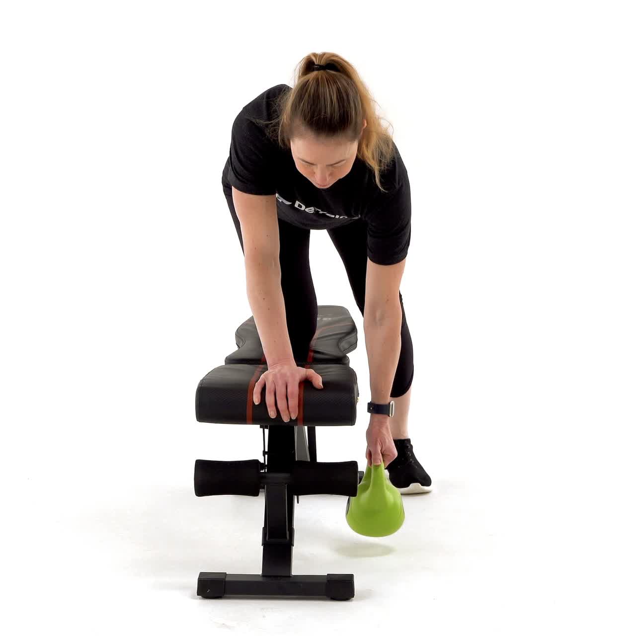 Single Kettlebell Bench One Arm Row with trainwell