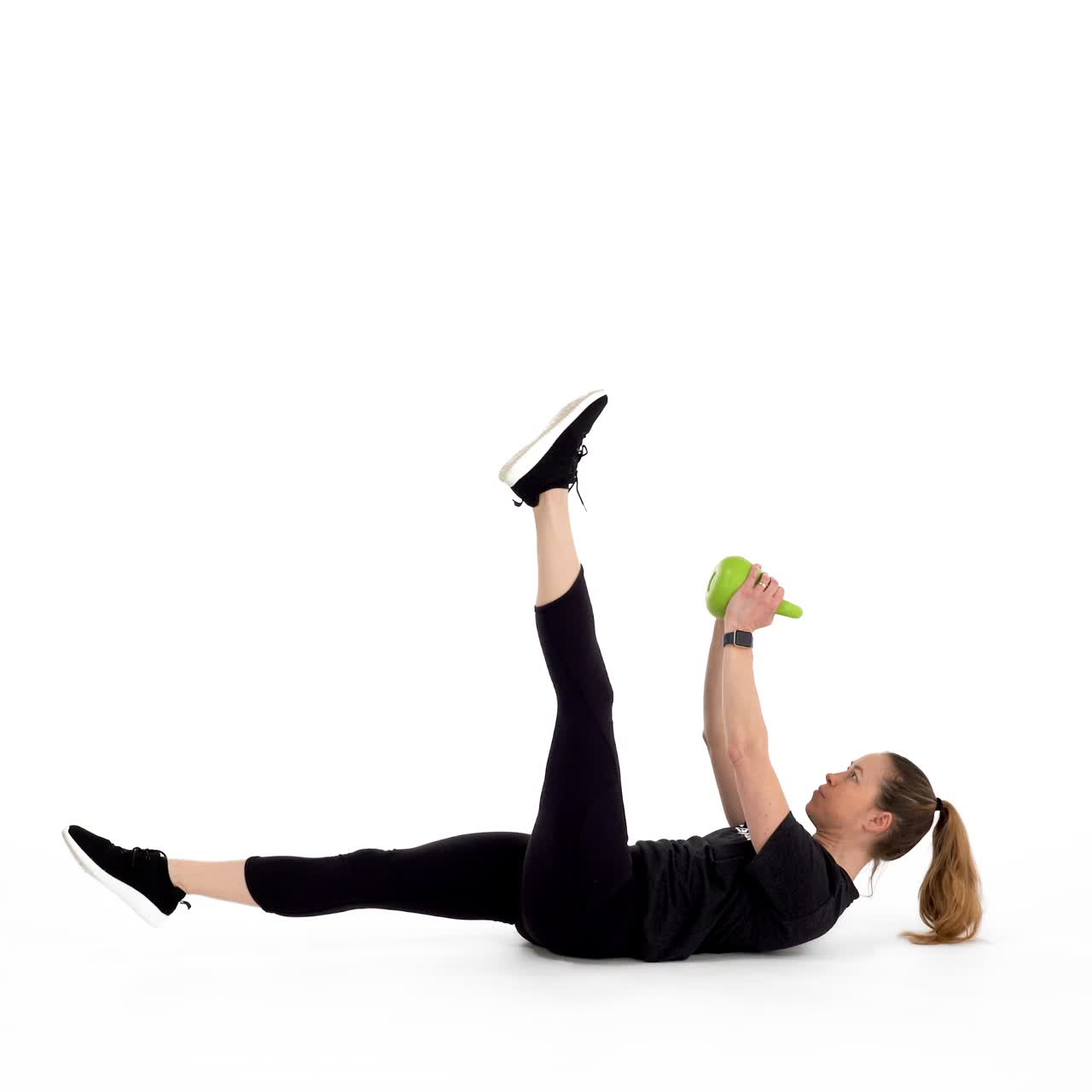 Single Kettlebell Lying Alt Leg Raise with trainwell