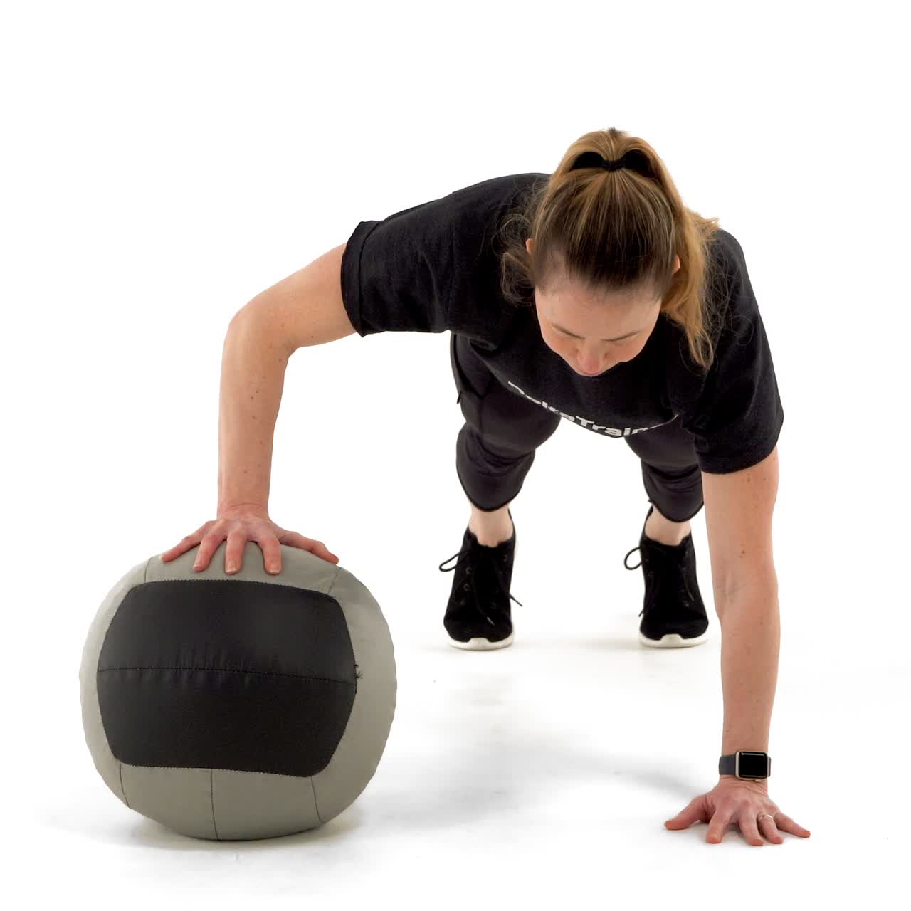 Med Ball One Arm Elevated Push Up with trainwell