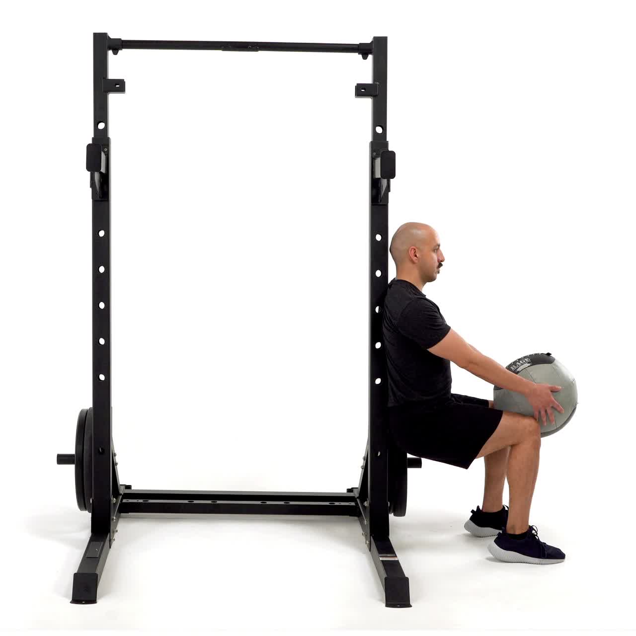 Med Ball Wall Sit With Curl with trainwell