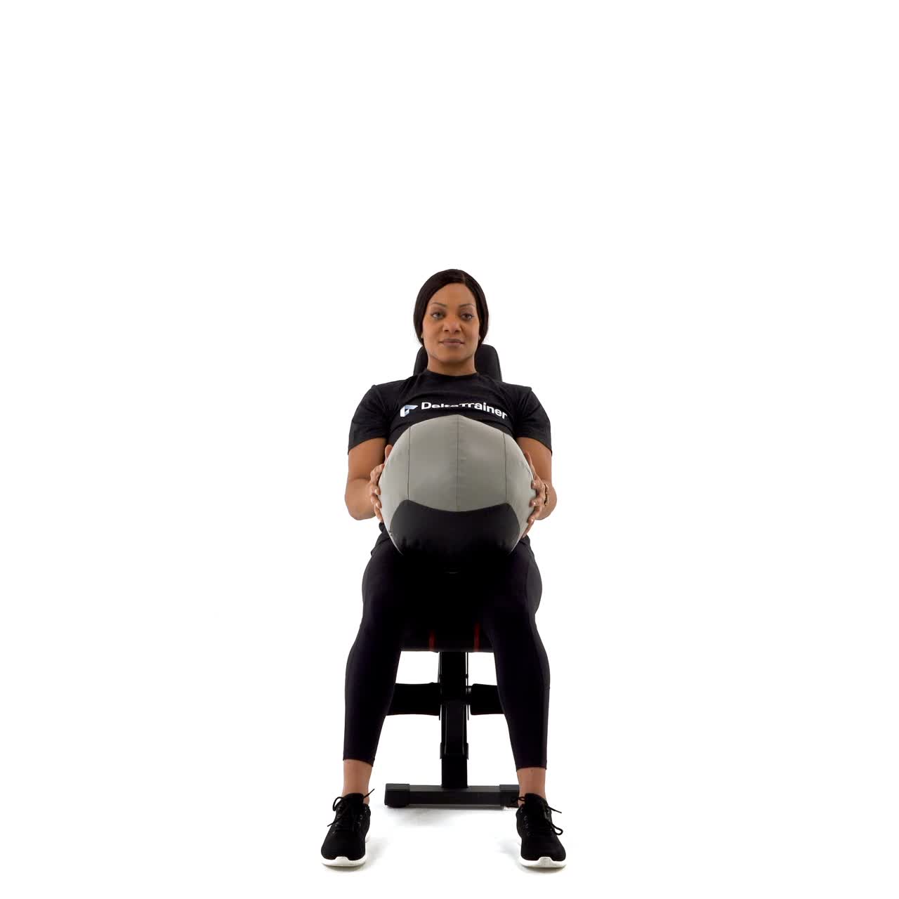 Seated Med Ball Curl To Press with trainwell
