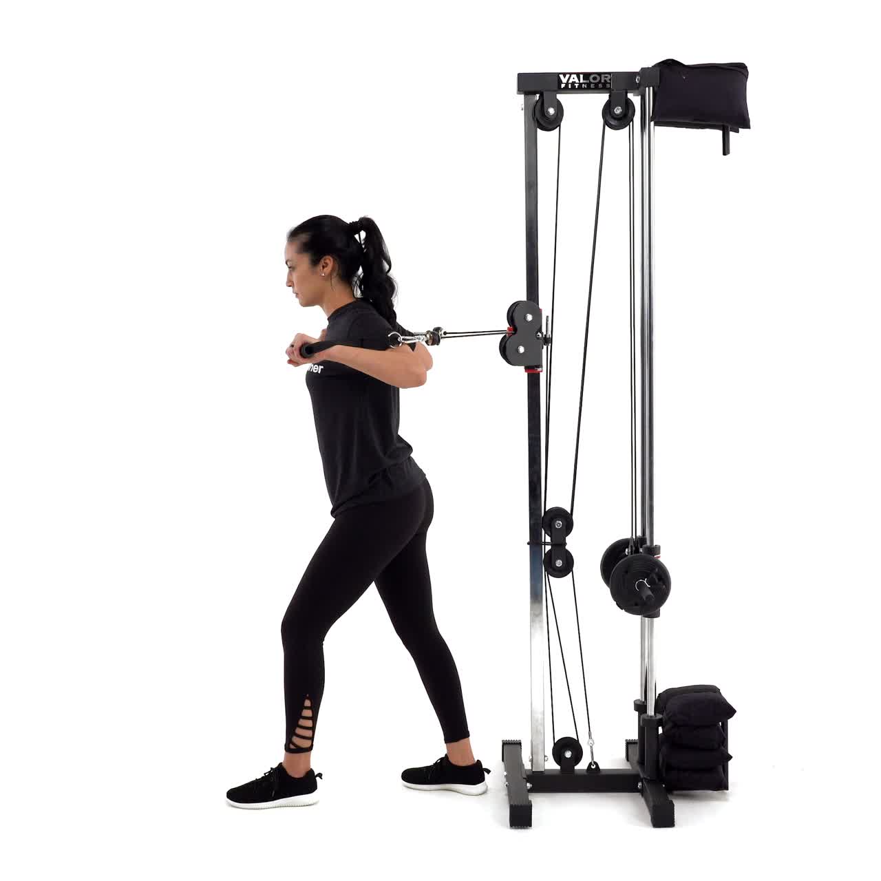Split Stance Cable Press with trainwell