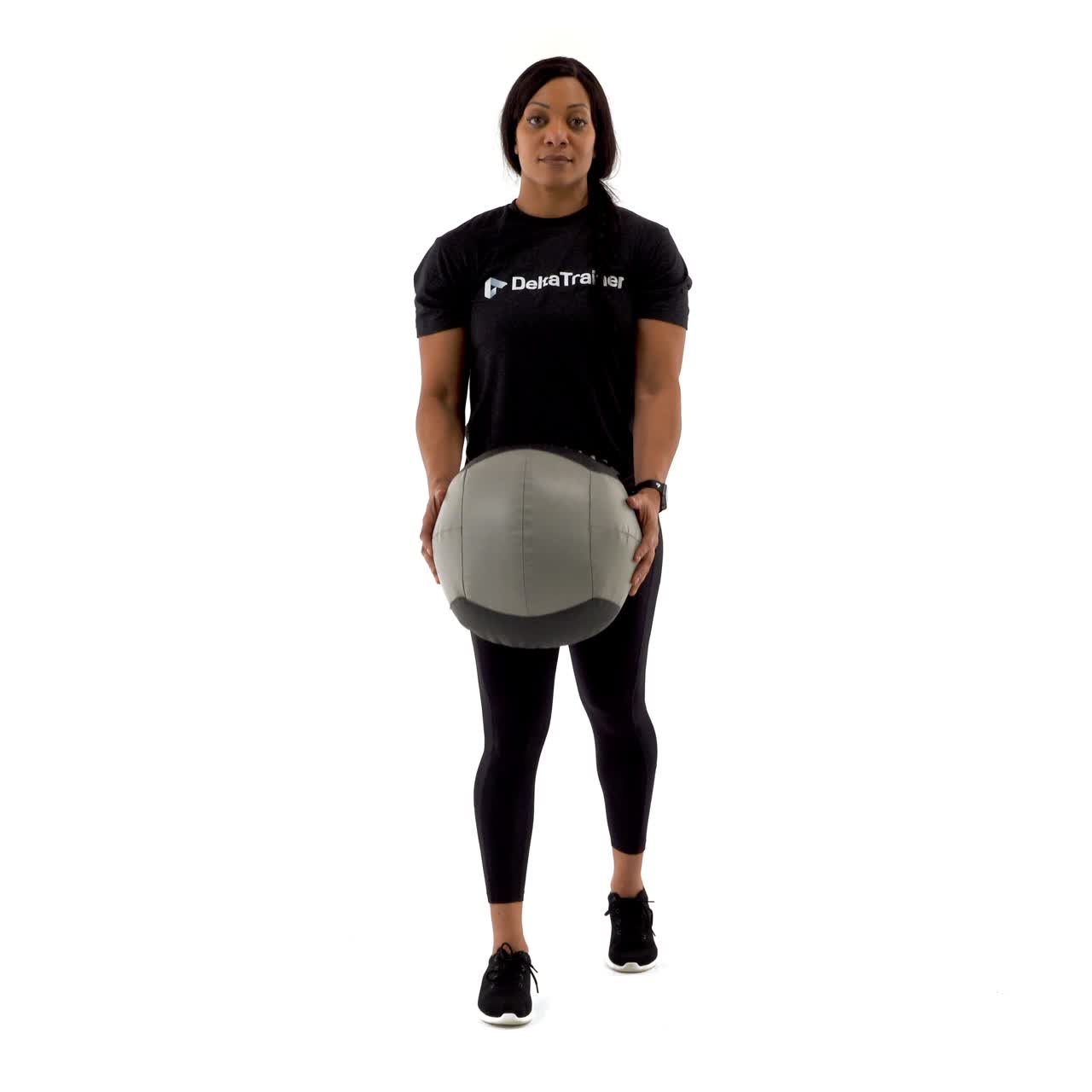 Staggered Stance Med Ball Romanian Deadlift with trainwell