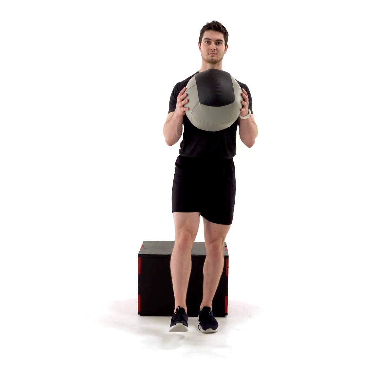 Single Leg Med Ball Box Squat with trainwell