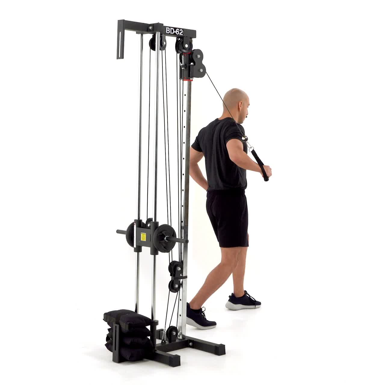 Single Arm Split Stance Cable Decline Press with trainwell