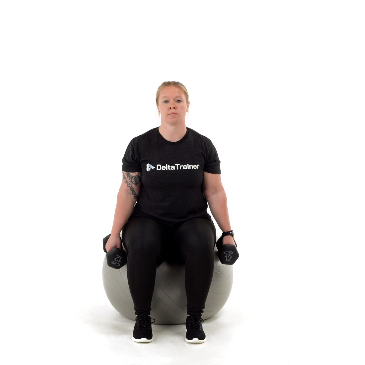 Yoga Ball Dumbbell Hammer Curl To Press with trainwell