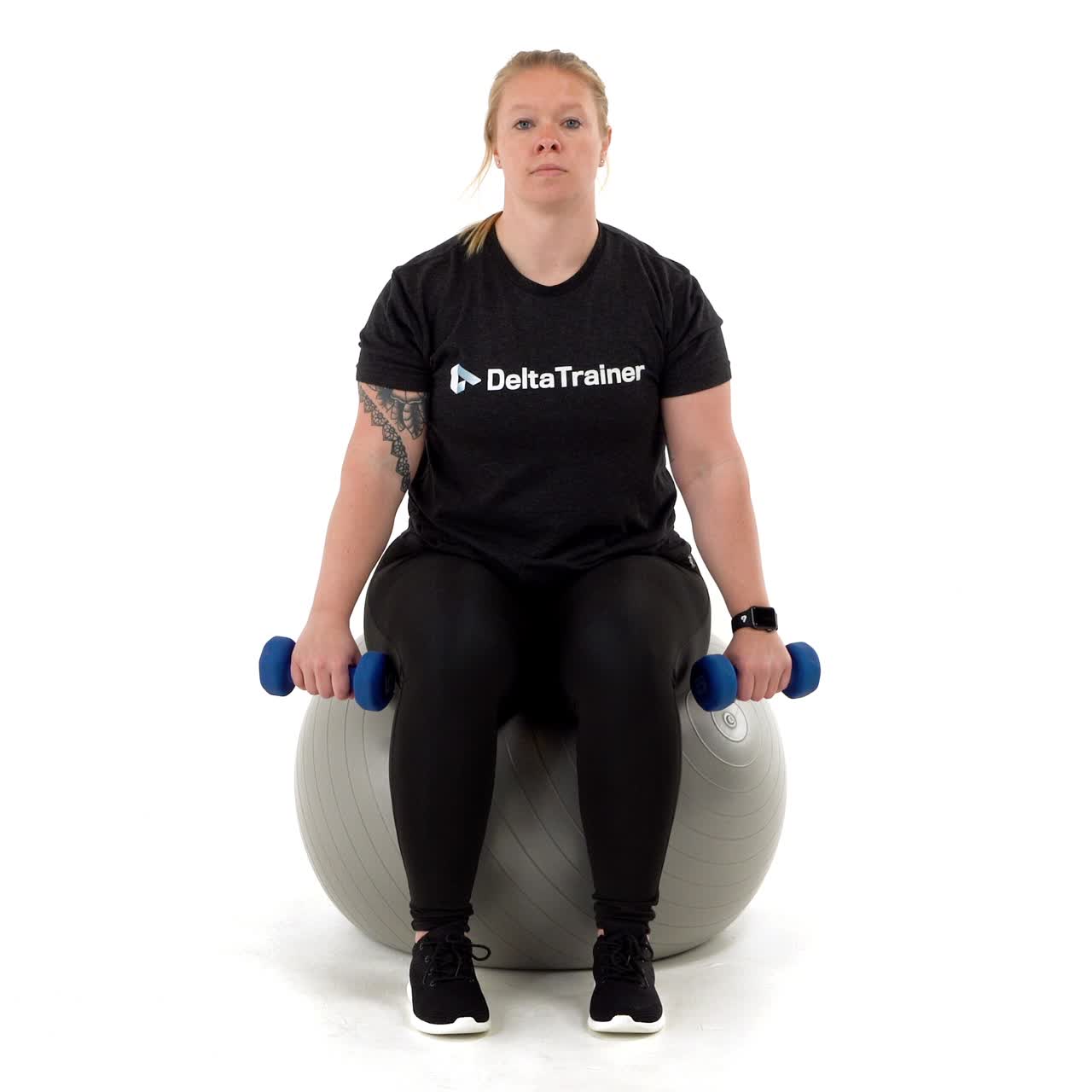 Yoga Ball Dumbbell Reverse Curl with trainwell