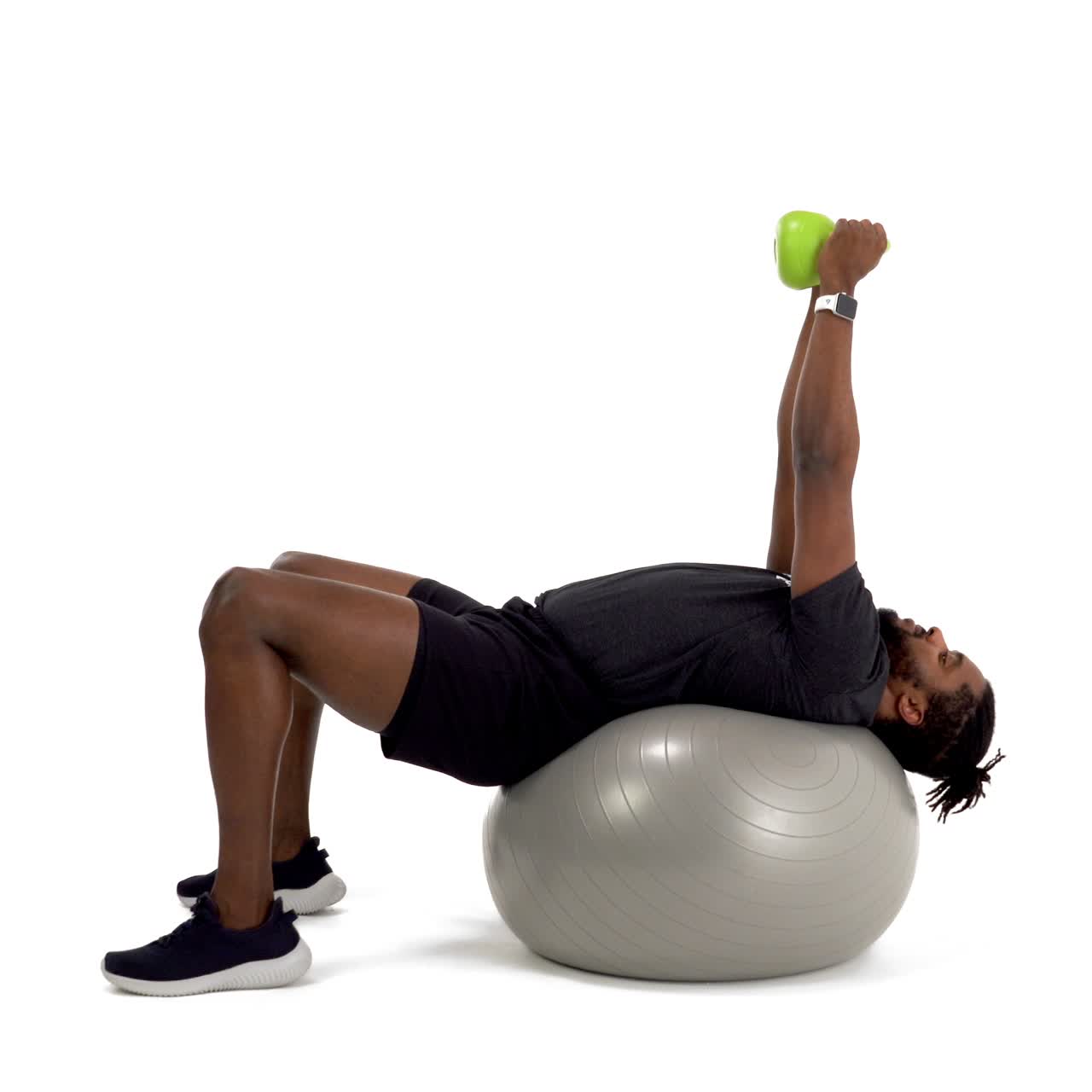 Yoga Ball Single Kettlebell Crunch with trainwell