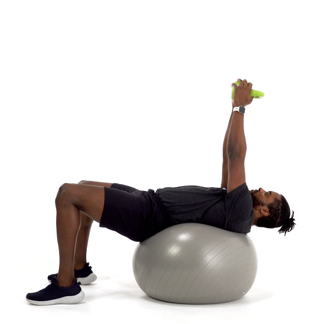 Yoga Ball Single Kettlebell Sit Up with trainwell